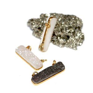 Druzy Stone Bezels with 2 Bail Gold Plated